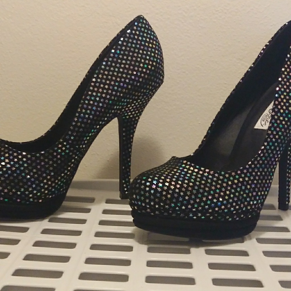 Naughty Monkey Sparkly Platform Pumps